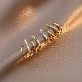 Korean Crystal Pearl Hoop Earrings